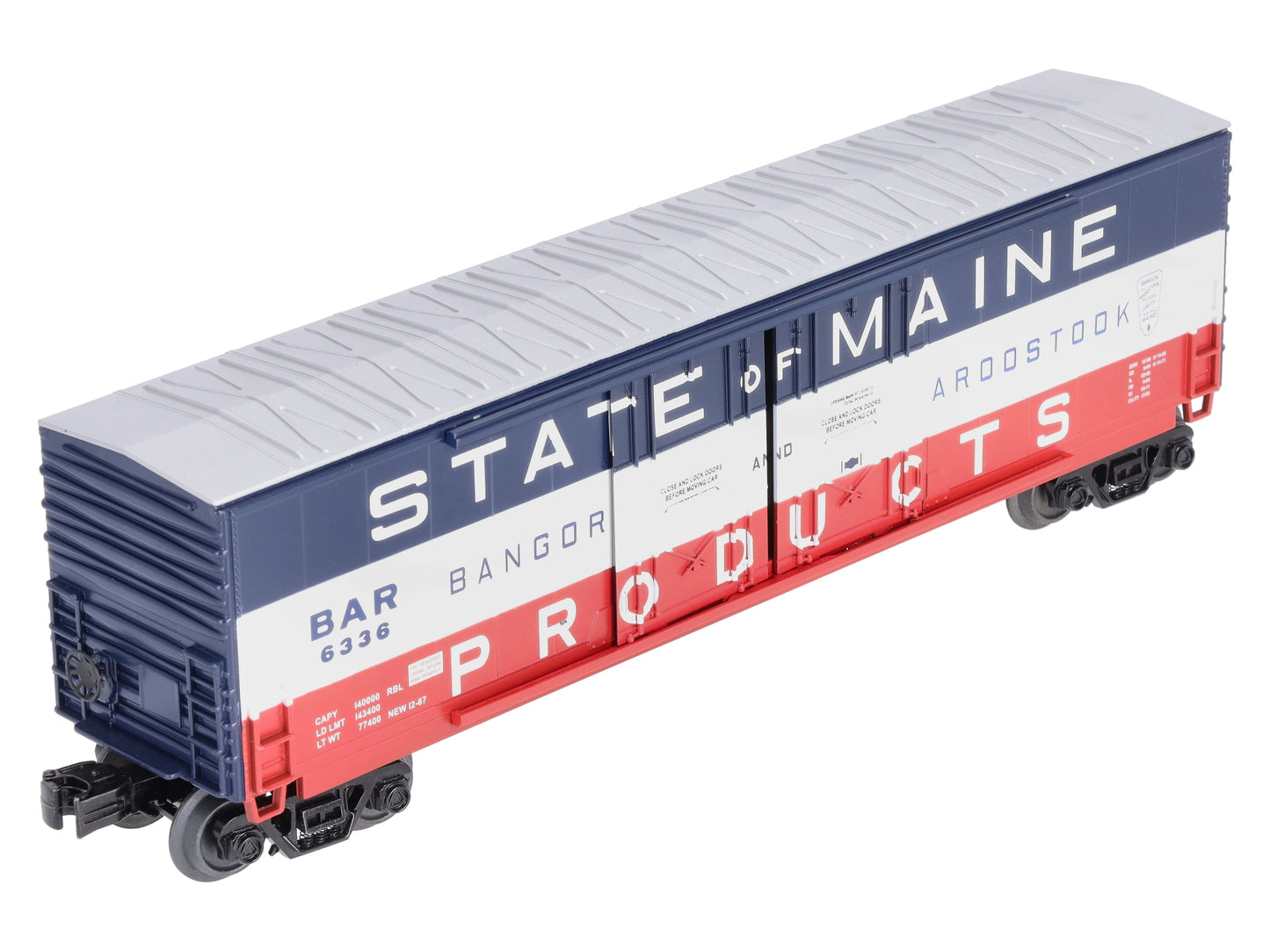 MTH 30-74986 O Bangor & Aroostook 50' Double Door Plugged Boxcar #6336