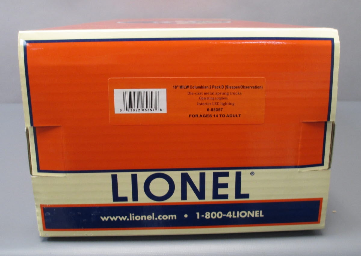 Lionel 6-85357 O Gauge Milwaukee Columbian 18'' Heavyweight 2-Car Passenger Set