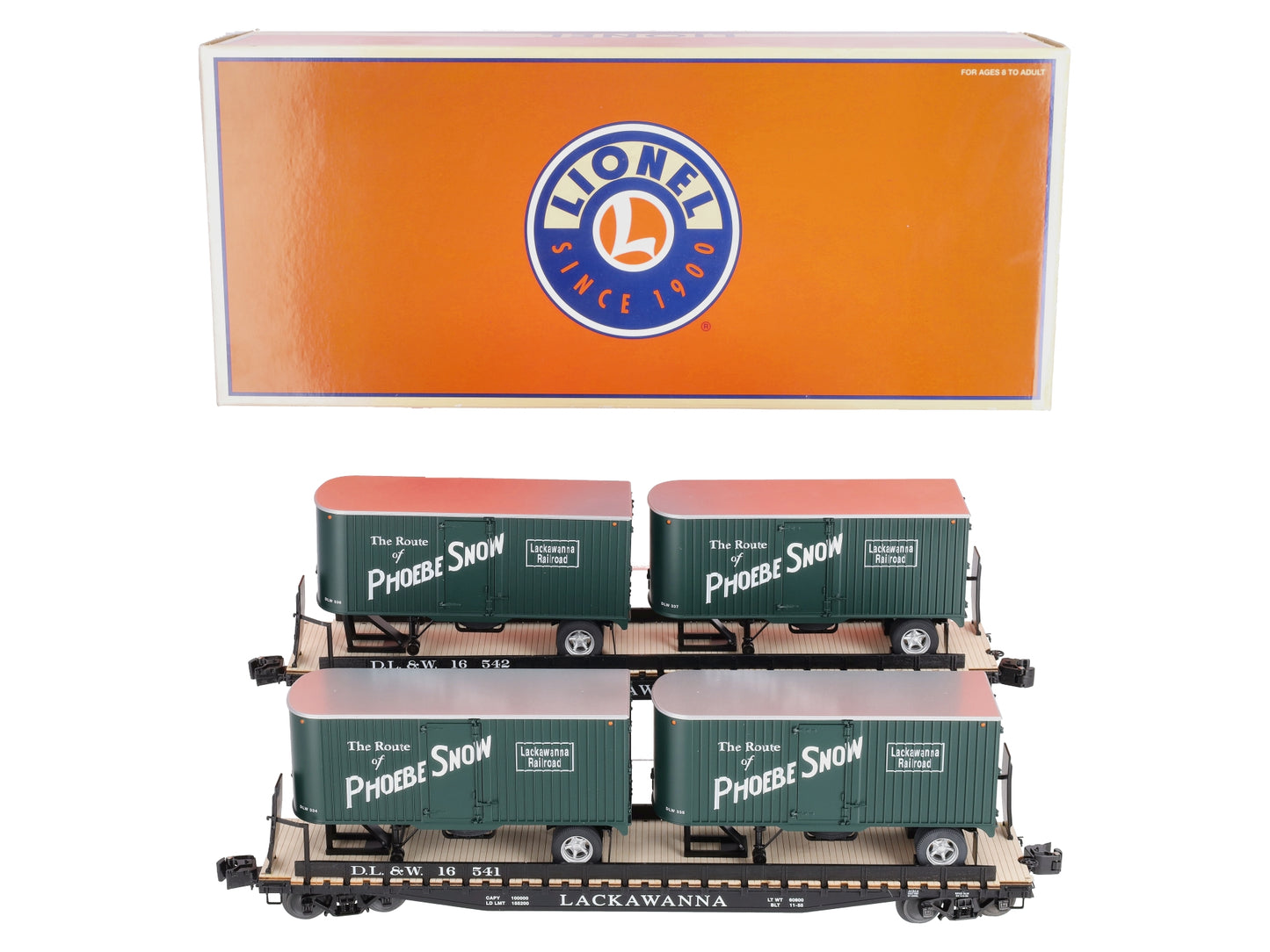 Lionel 6-21899 Lackawanna PS-4 Flatcars with Piggyback Trailers (Set of 2)