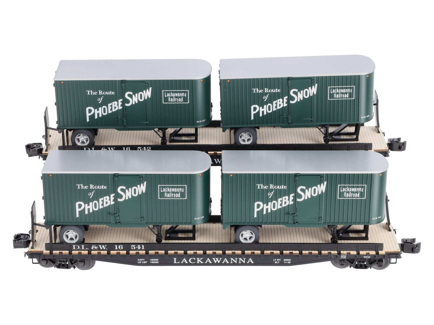 Lionel 6-21899 Lackawanna PS-4 Flatcars with Piggyback Trailers (Set of 2)