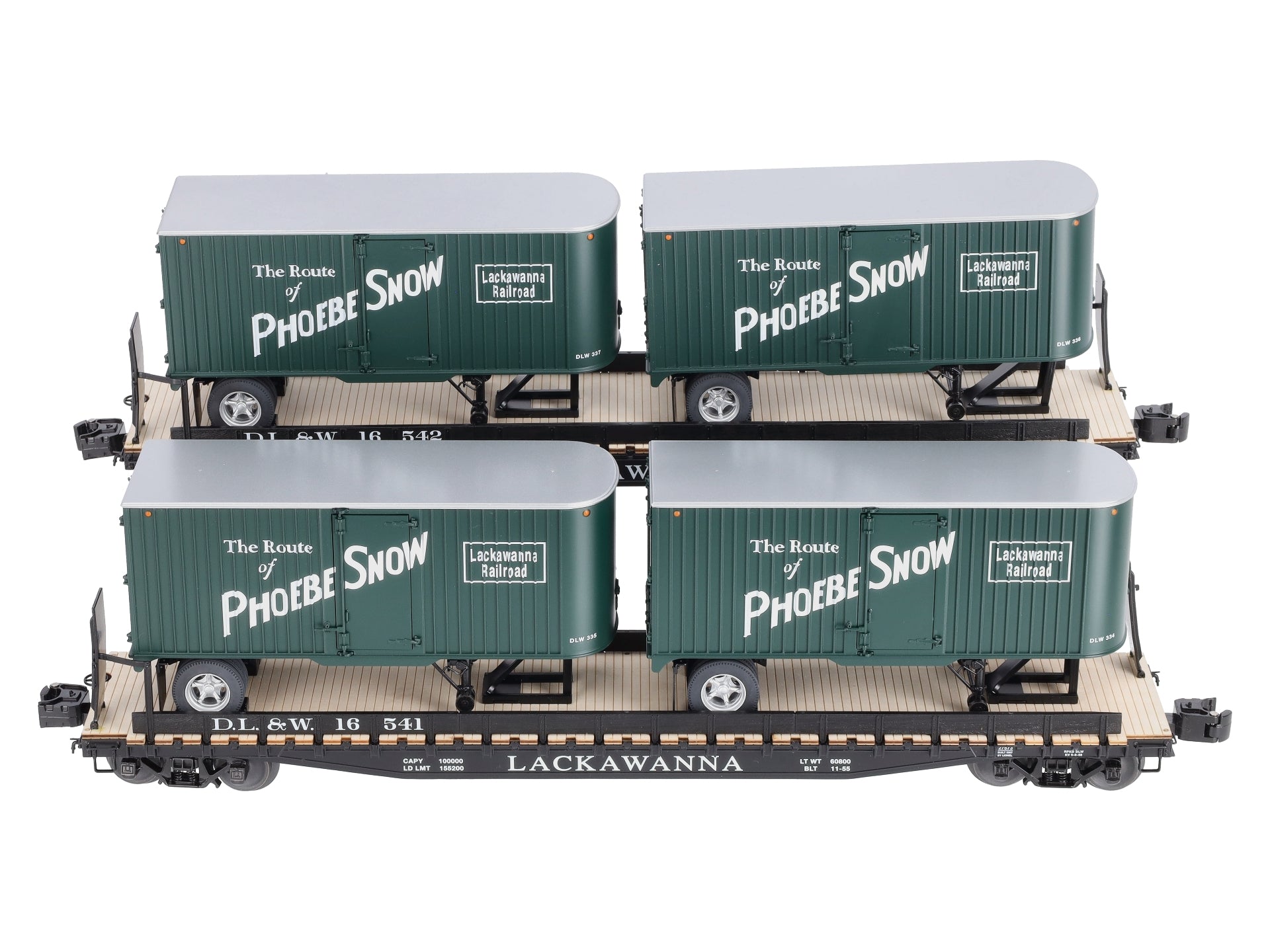 Lionel 6-21899 Lackawanna PS-4 Flatcars with Piggyback Trailers (Set of 2)