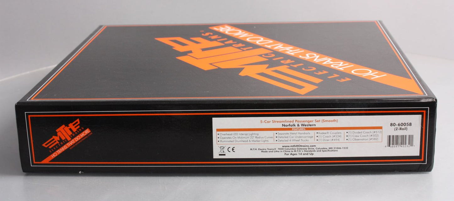 MTH 80-60058 HO Norfolk & Western Passenger Car Set (Set of 5)