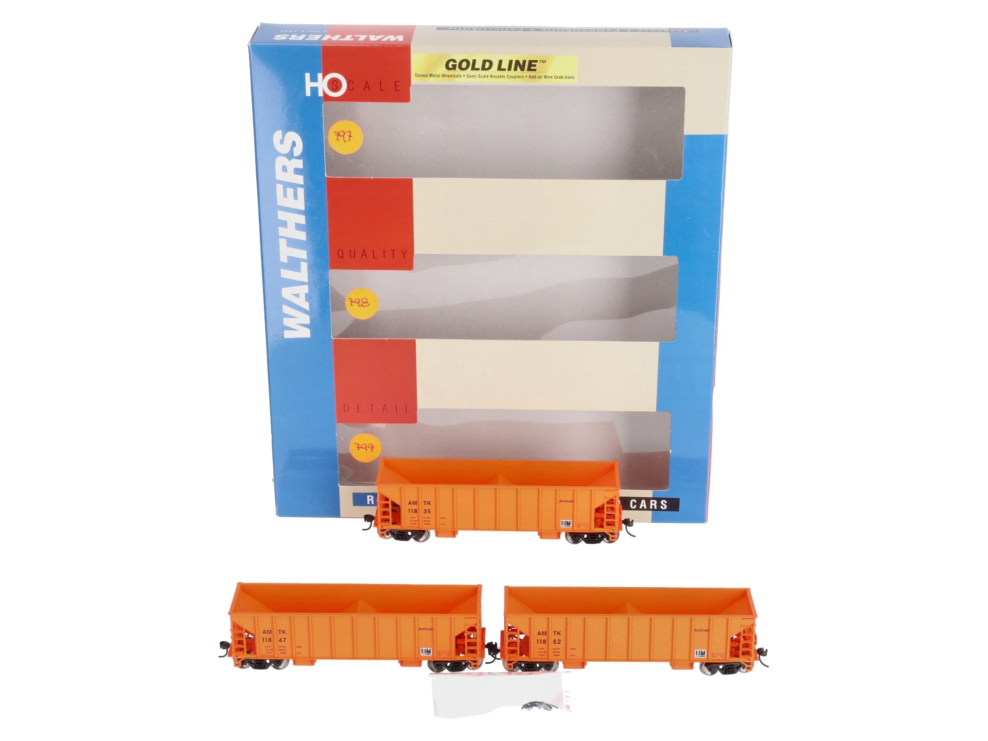 Walthers 932-34228 HO Scale Amtrak Ballast Hopper Cars (Set of 3