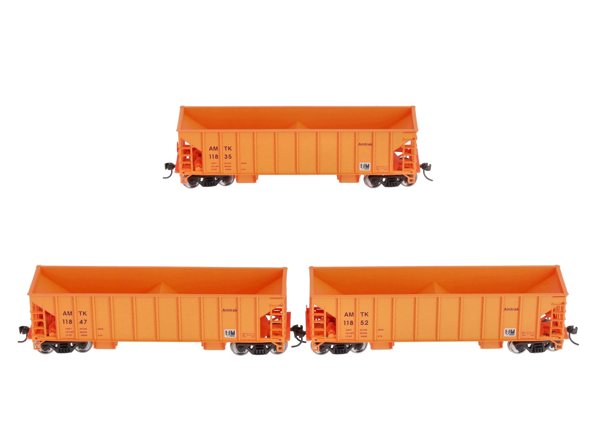 Walthers 932-34228 HO Scale Amtrak Ballast Hopper Cars (Set of 3