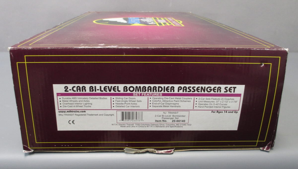MTH 20-66140 O NJ Transit Bombardier Passenger Car Set (Set of 2