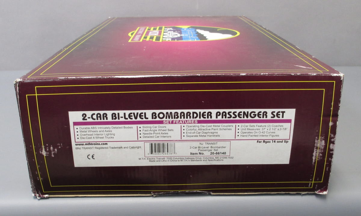 MTH 20-66140 O NJ Transit Bombardier Passenger Car Set (Set of 2