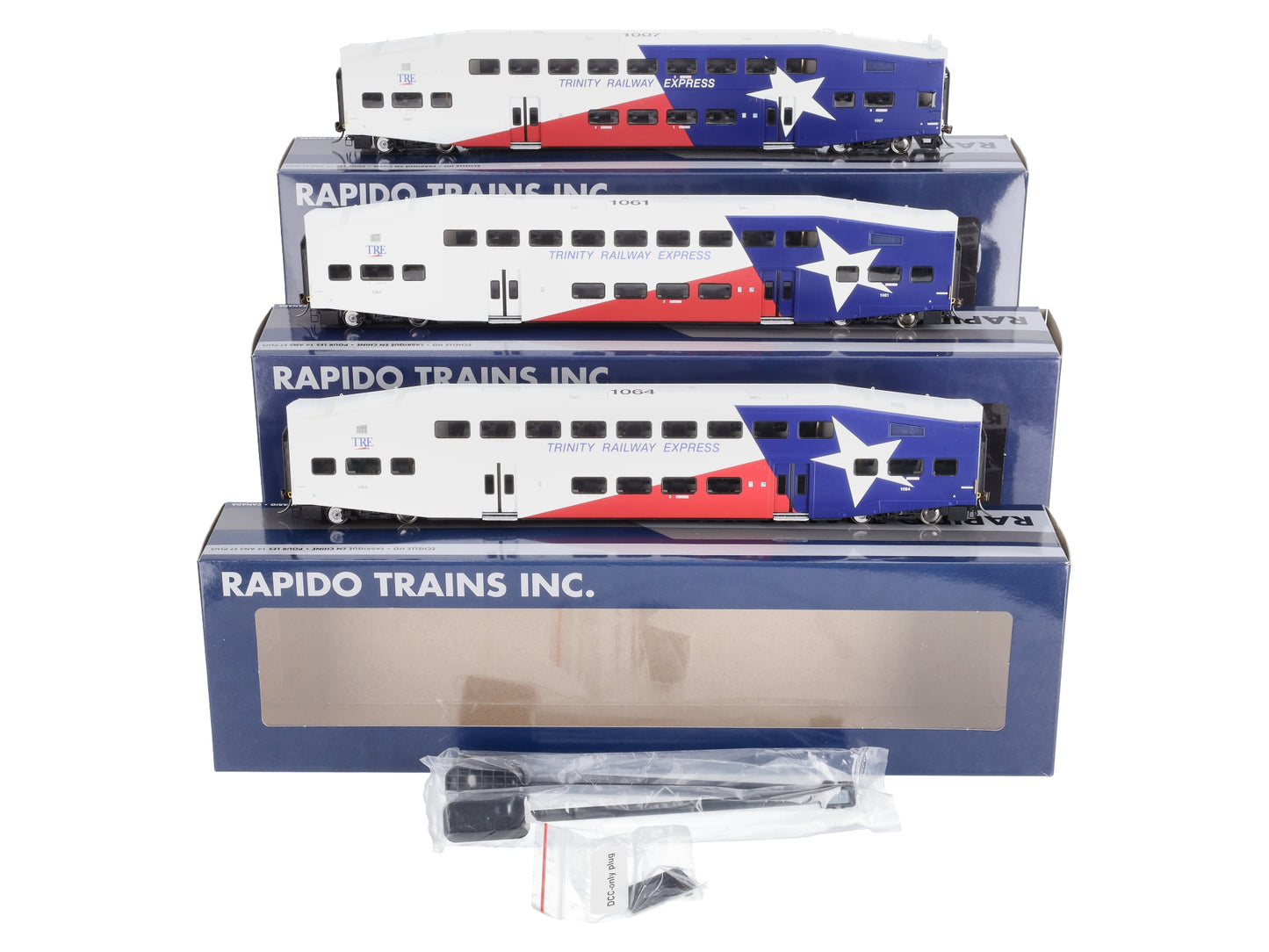 Rapido Trains 146012 HO TRE Bi-Level Commuter Coach Car Set #1 (Pack of 3)