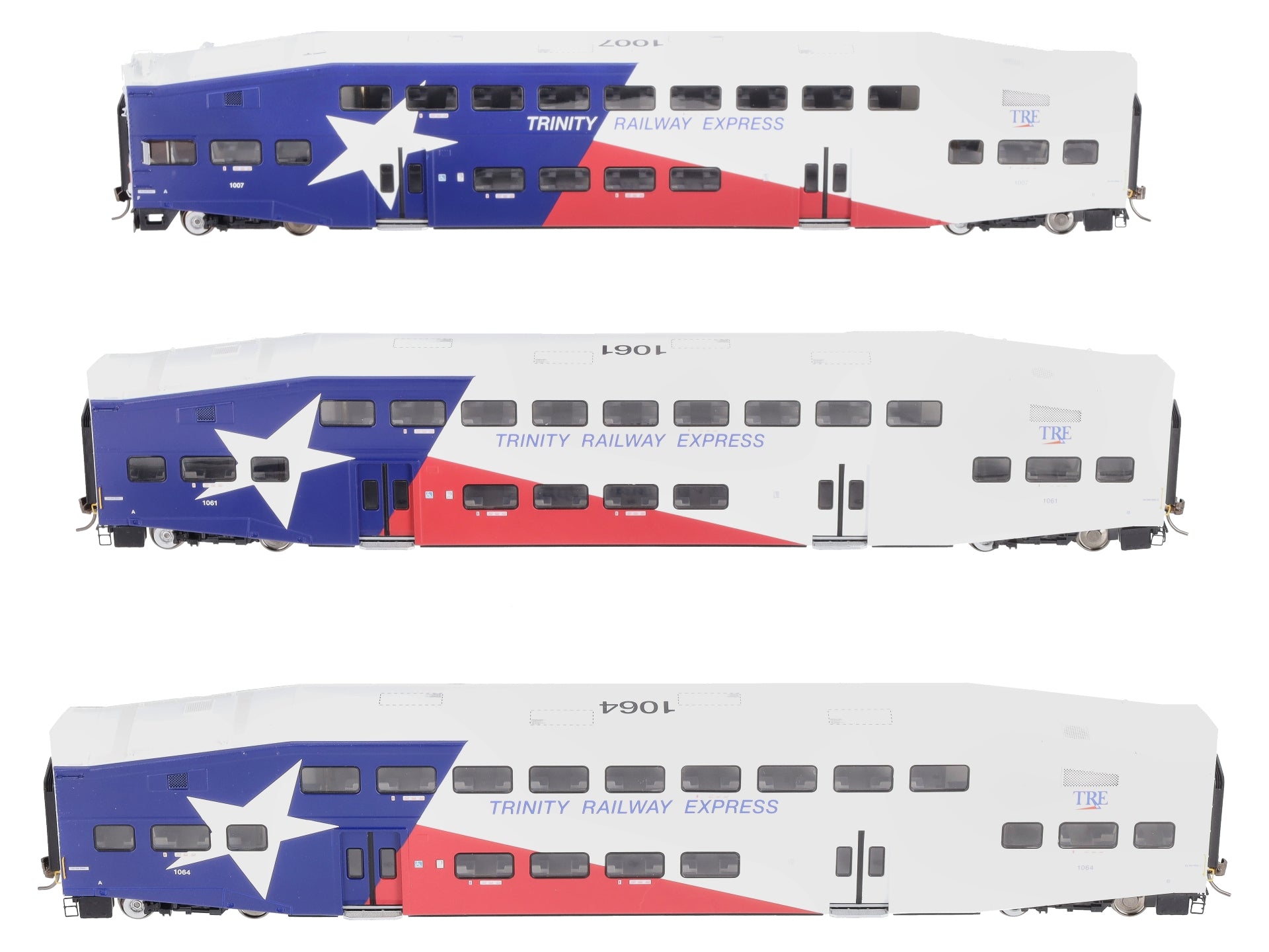 Rapido Trains 146012 HO TRE Bi-Level Commuter Coach Car Set #1 (Pack of 3)