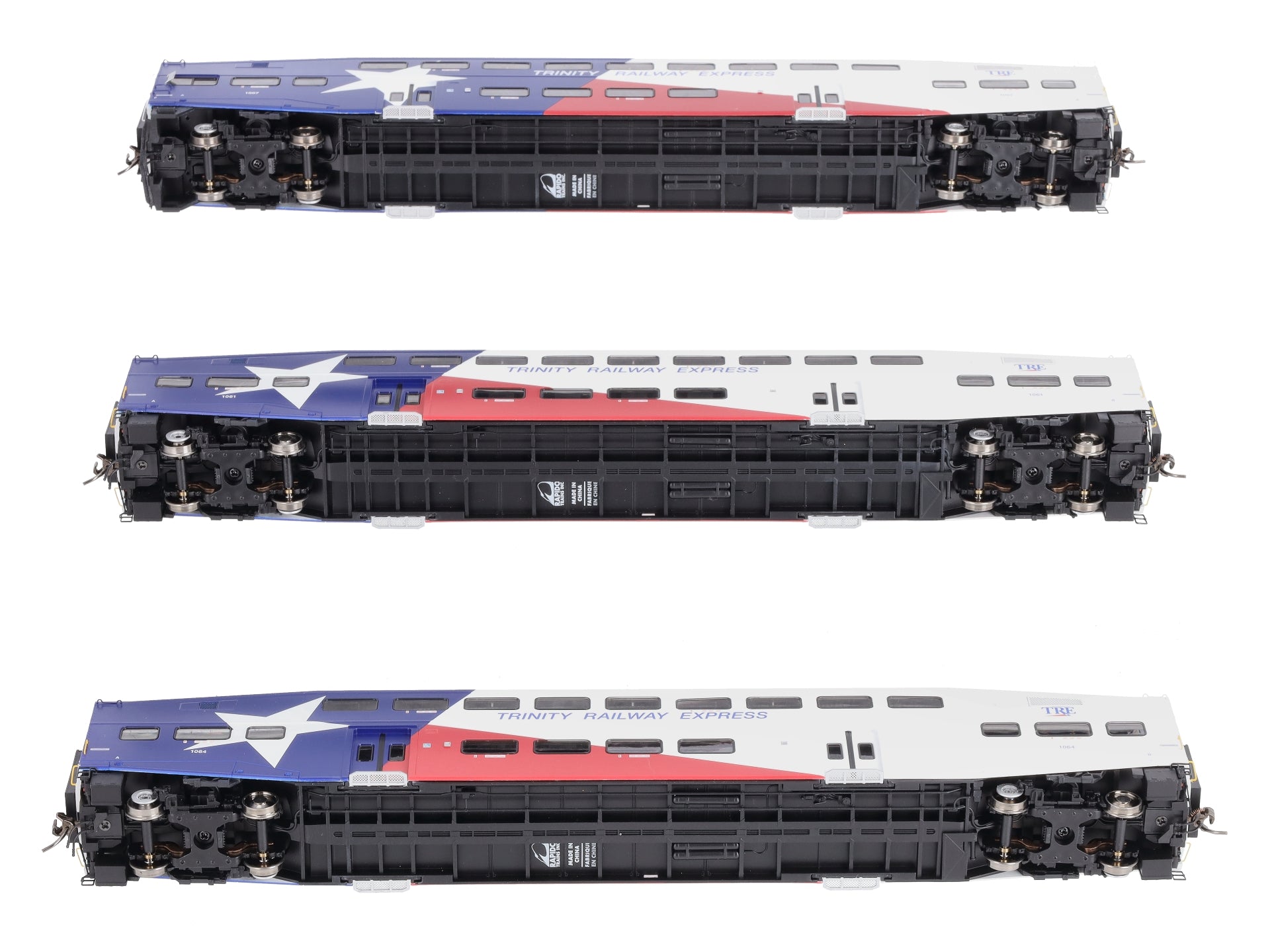 Rapido Trains 146012 HO TRE Bi-Level Commuter Coach Car Set #1 (Pack of 3)