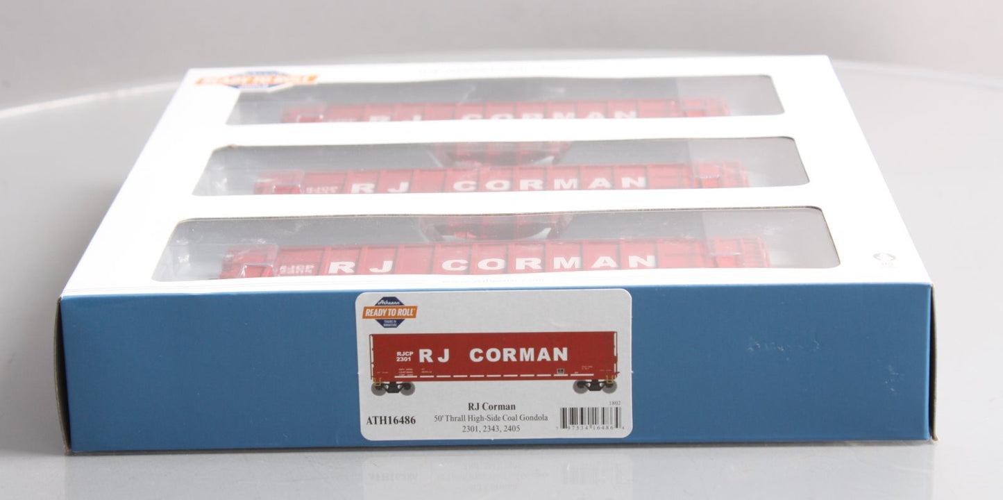 Athearn 16486 HO RJ Corman Ready-to-Run Thrall High Side Gondola #3 (Pack of 3)