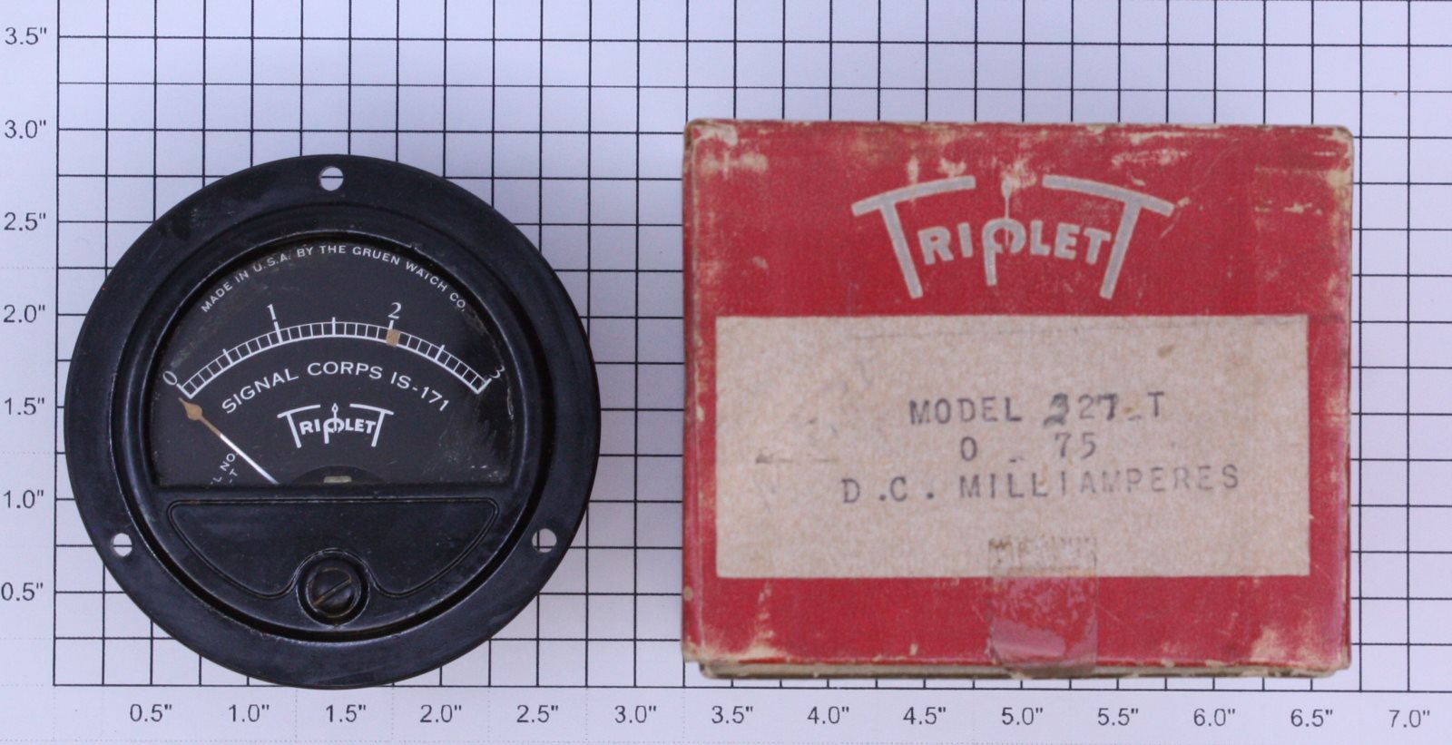 Triplett 221T Vintage Panel Mount Signal Corp IS171 Meter Boxed Trainz