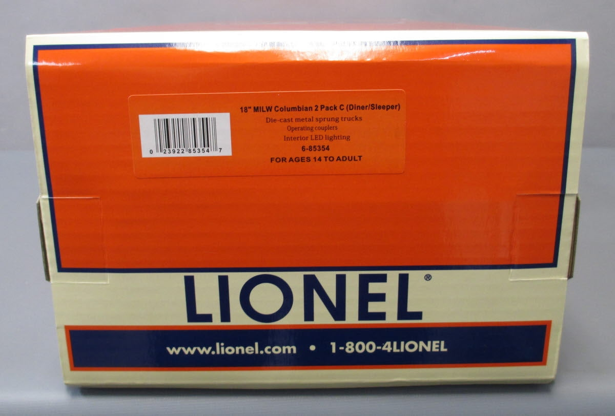 Lionel 6-85354 O Milwaukee 18" Columbian Diner/Sleeper Passenger Car Set