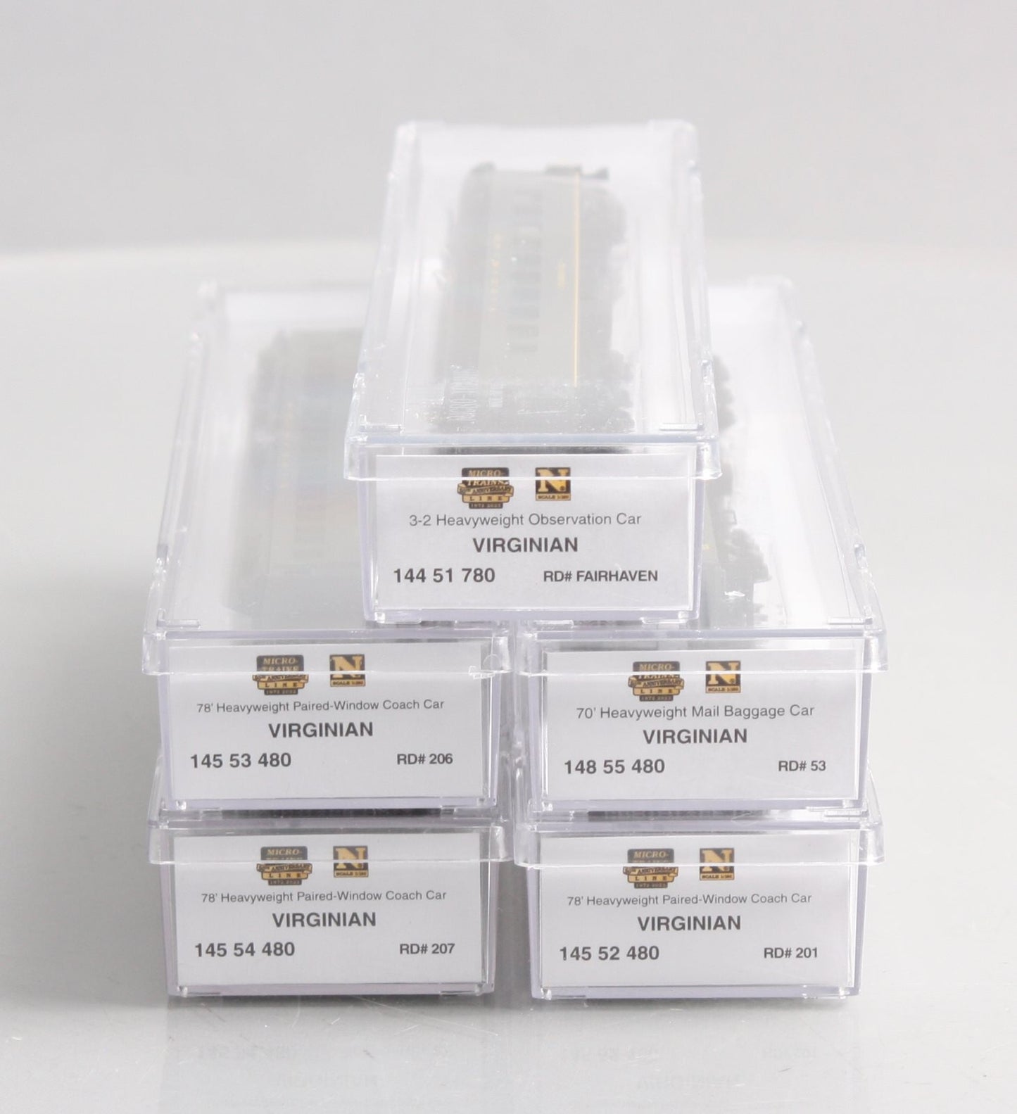 Micro-Trains 98300196 N Virginian Passenger Car with Jewel Case (Set of 5)