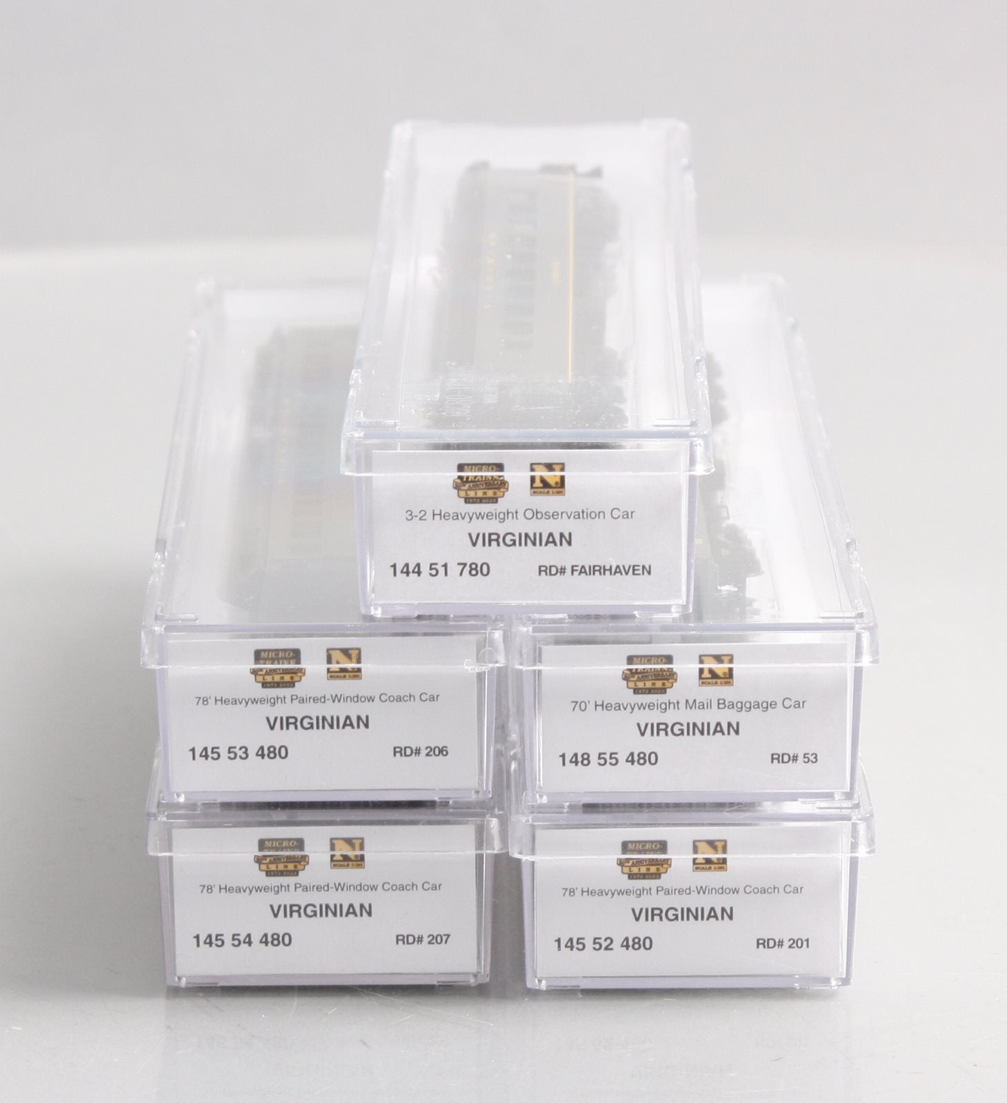 Micro-Trains 98300196 N Virginian Passenger Car with Jewel Case (Set of 5)