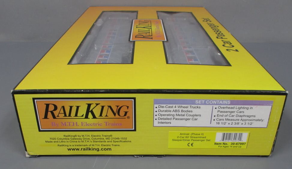 MTH 30-67997 O Amtrak 60' Streamlined Phase 2 Sleeper/Diner Set (Set of 2)