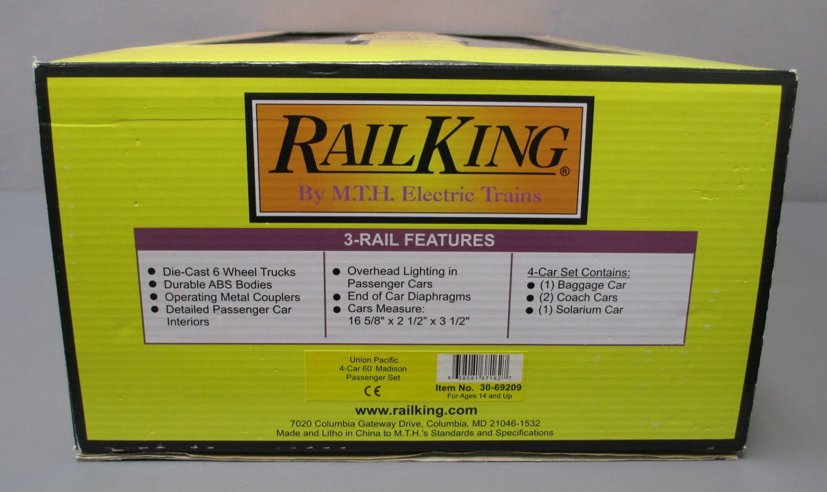 MTH 30-69209 O Union Pacific RailKing 60' Madison Passenger Car Set (Set of 4)