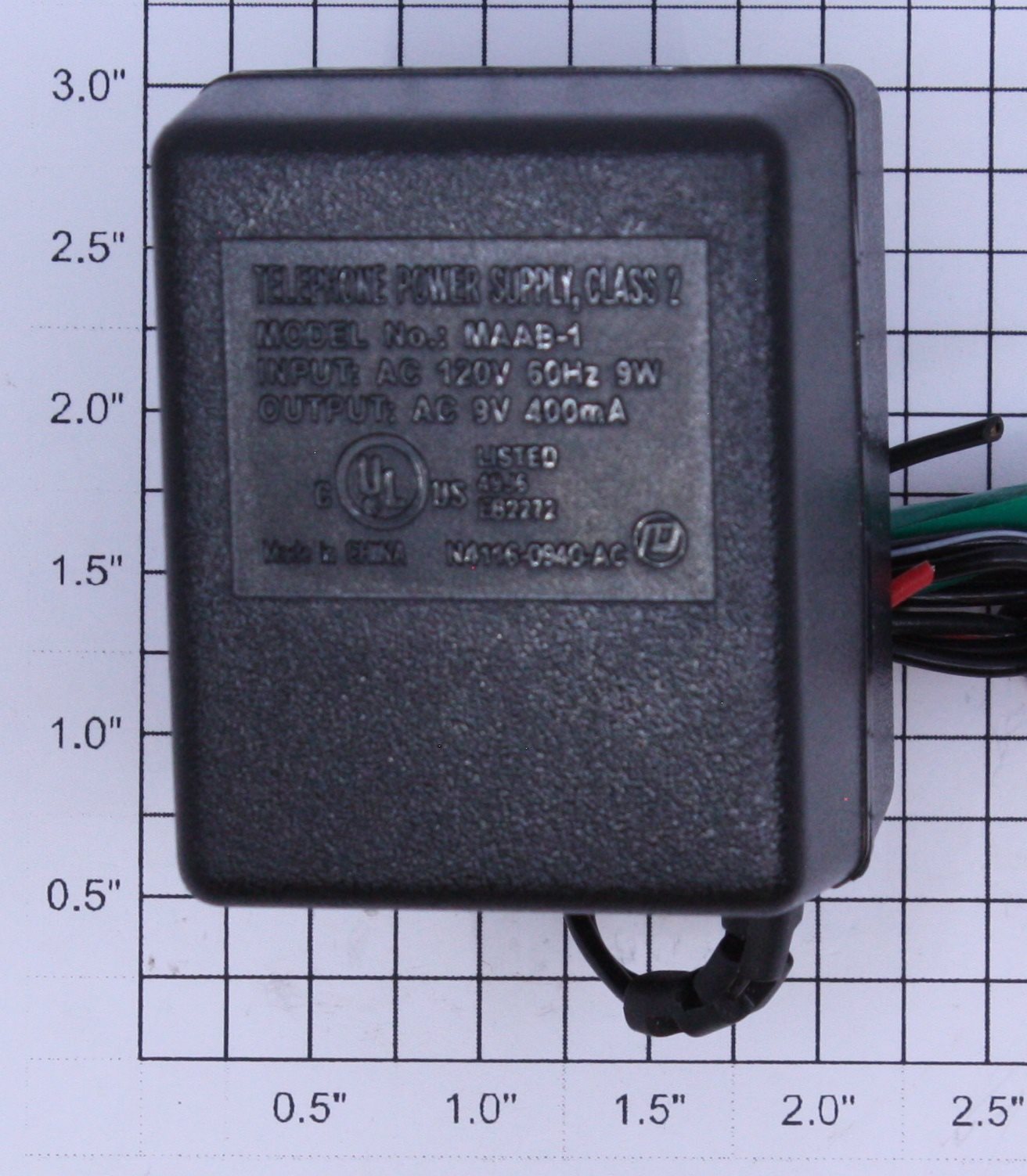 Acme MAAB-1 HO Gauge Accessory AC-DC Power Supply Transformer 9V-400mA Output