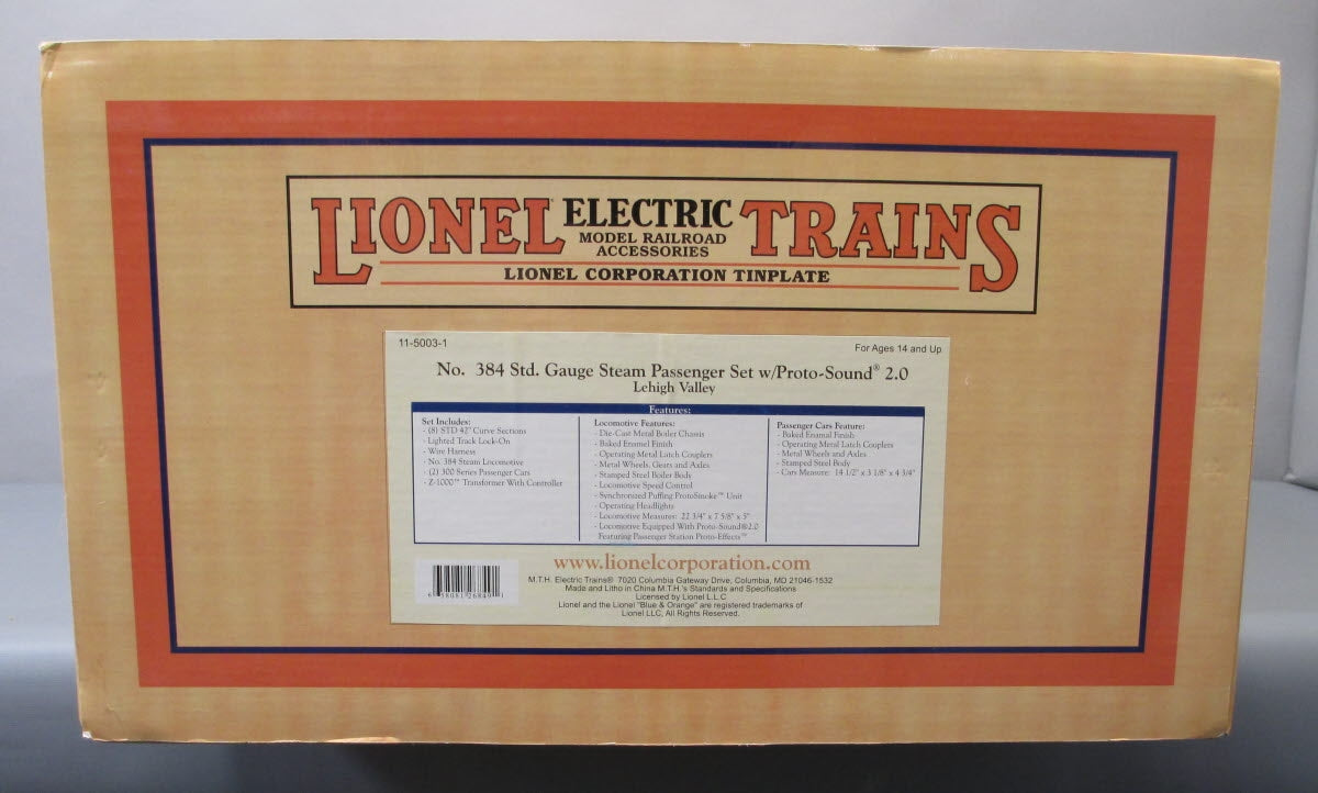 MTH 11-5003-1 Std. Gauge Tinplate No. 384 Steam Passenger Set w/PS2