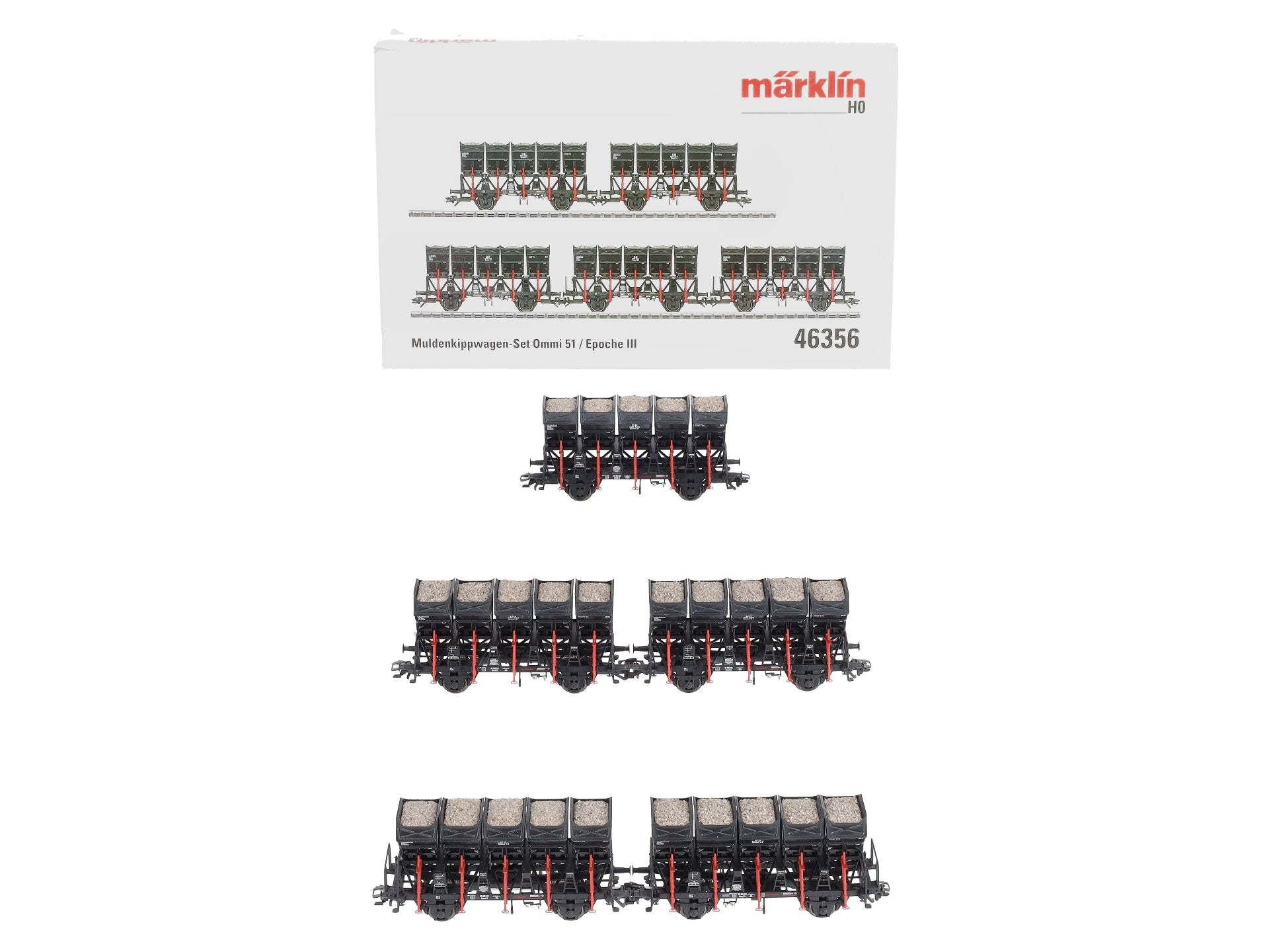 Marklin 46356 HO Scale Type Ommi 51 Dump 5-Car Set