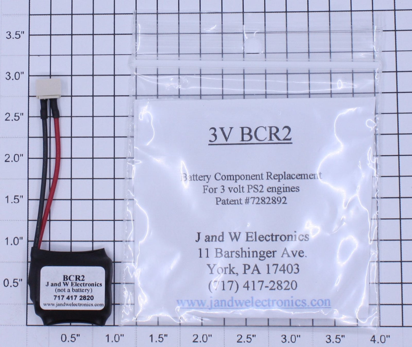 J&W BCR2 3 Volt Battery Component Replacement for MTH PS2 Engines