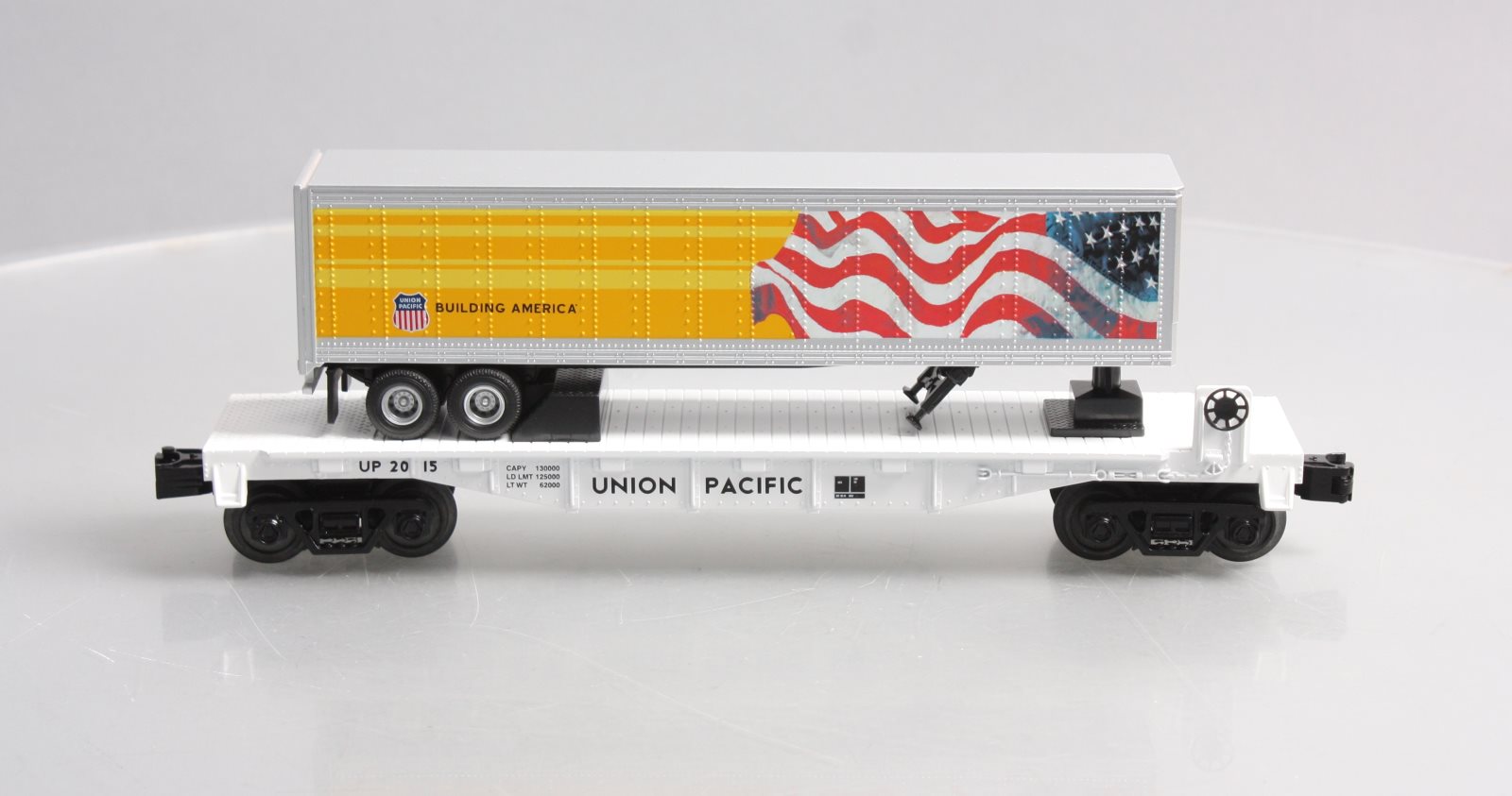 MTH 30-76584 O Gauge Union Pacific Flat Car with 40' Trailer Car #2015