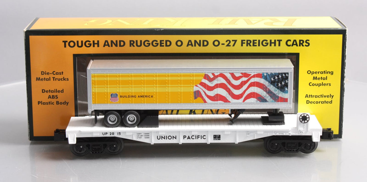 MTH 30-76584 O Gauge Union Pacific Flat Car with 40' Trailer Car #2015