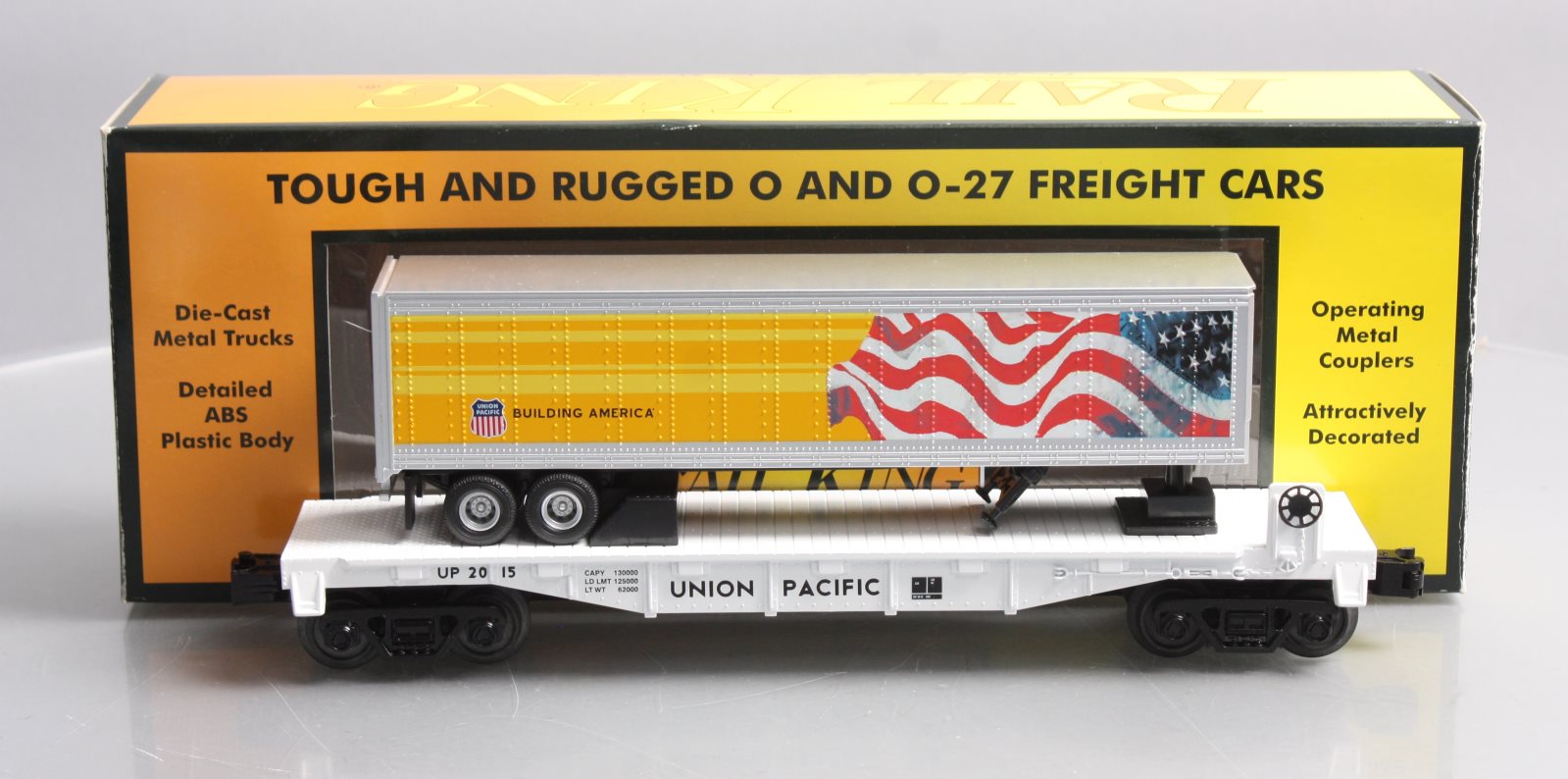 MTH 30-76584 O Gauge Union Pacific Flat Car with 40' Trailer Car #2015