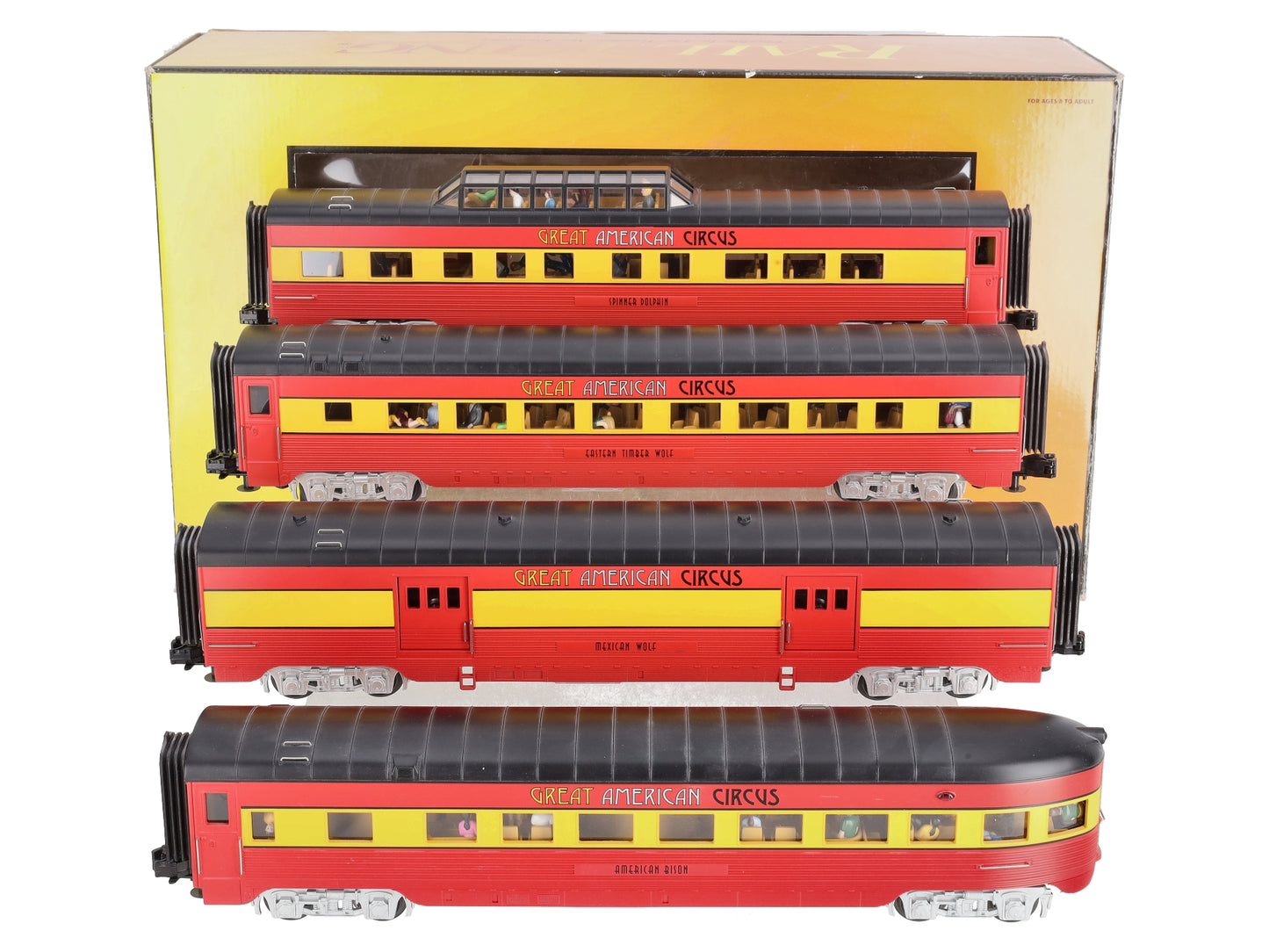 MTH 30-67382 O Circus 60' Streamlined ABS Passenger Car Set (Set of 4)