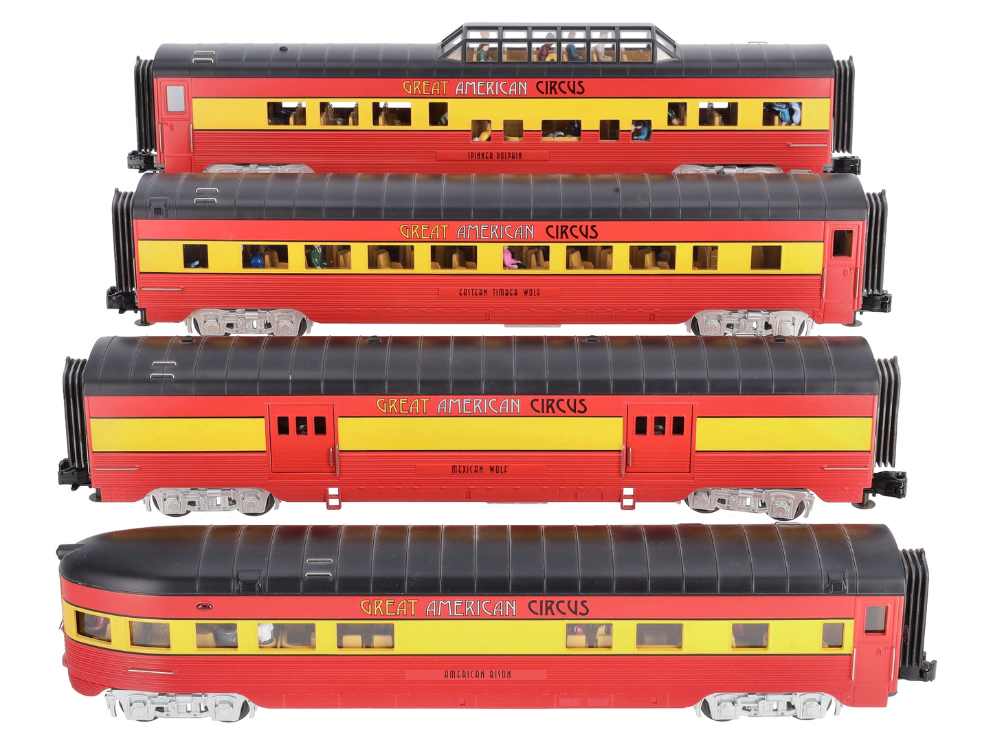MTH 30-67382 O Circus 60' Streamlined ABS Passenger Car Set (Set of 4)