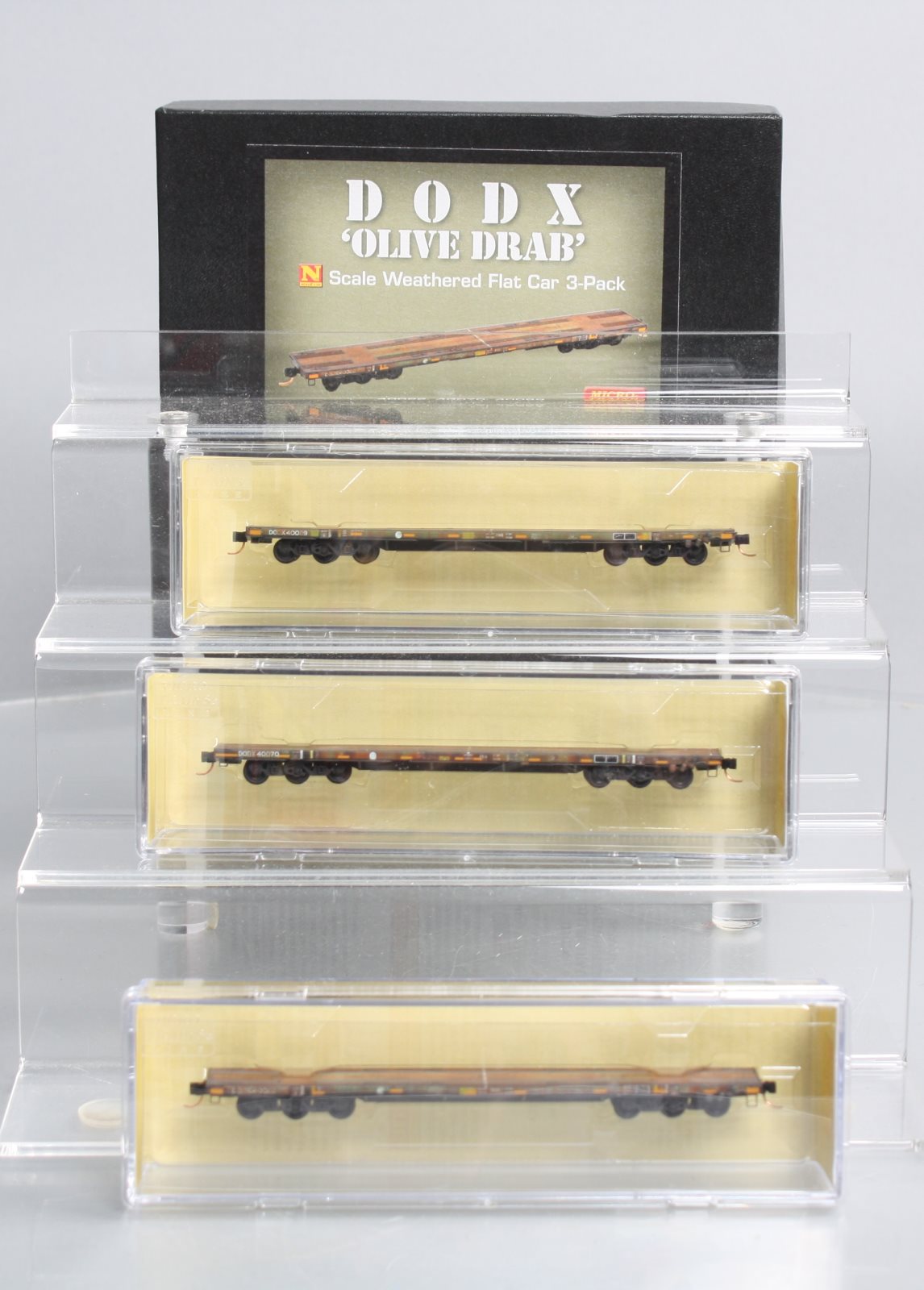 Micro-Trains 99305520 N DODX Weathered 68' Flatcar (Set of 3)