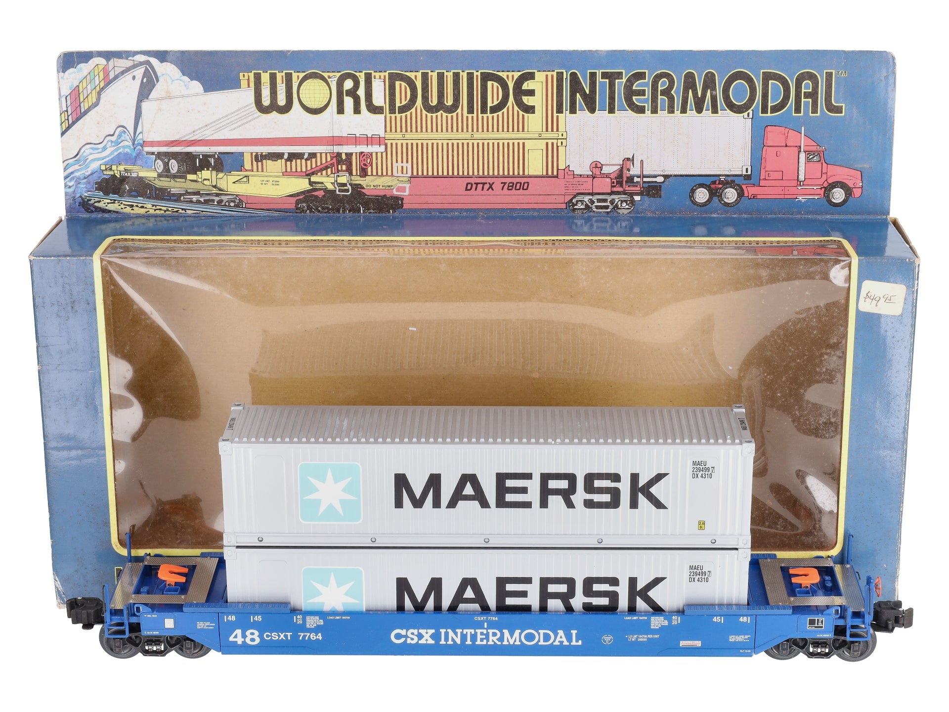 K-Line K776420 CSX Flat Car w/ 2 Containers EX/Box