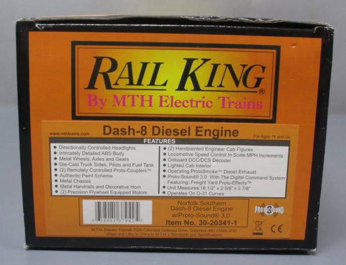 MTH 30-20341-1 Norfolk Southern Dash-8 Diesel Engine with Proto-Sound 3.0 #8413