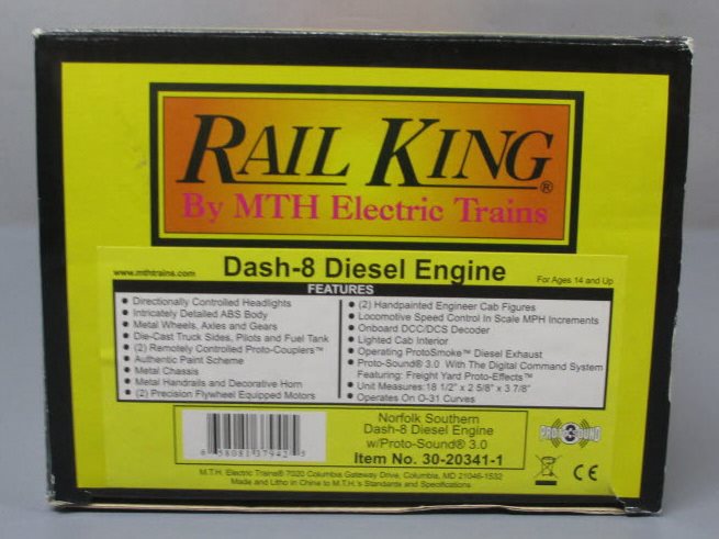 MTH 30-20341-1 Norfolk Southern Dash-8 Diesel Engine with Proto-Sound 3.0 #8413