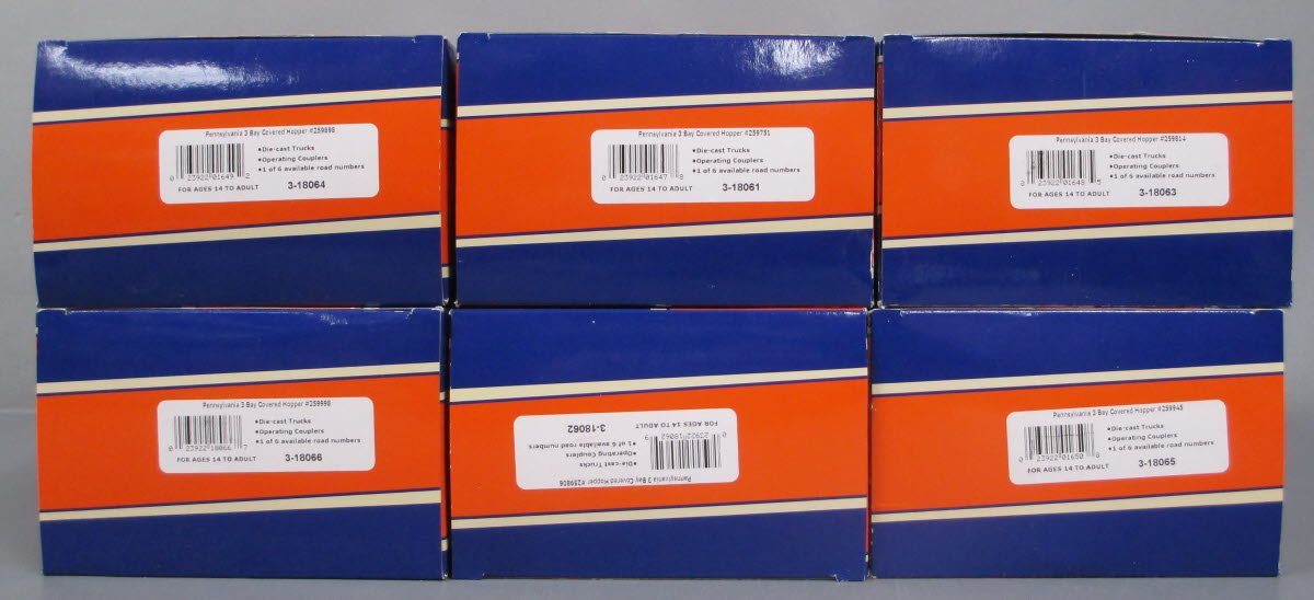 Lionel 318060 O Pennsylvania ACF 3-Bay Covered Hopper (Pack of 6)