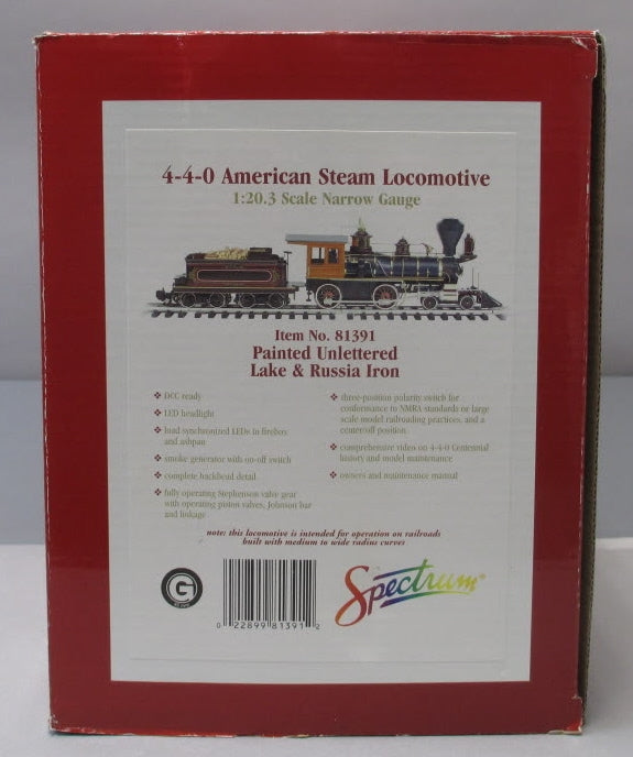 Bachmann 81391 G Spectrum 4-4-0 American Unlettered Steam Locomotive & Tender