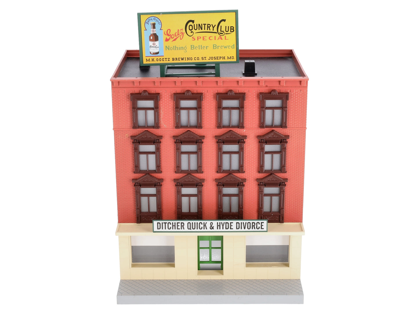 Custom MTH 30-90557 O 4-Story Building - Ditcher Quick & Hyde Divorce