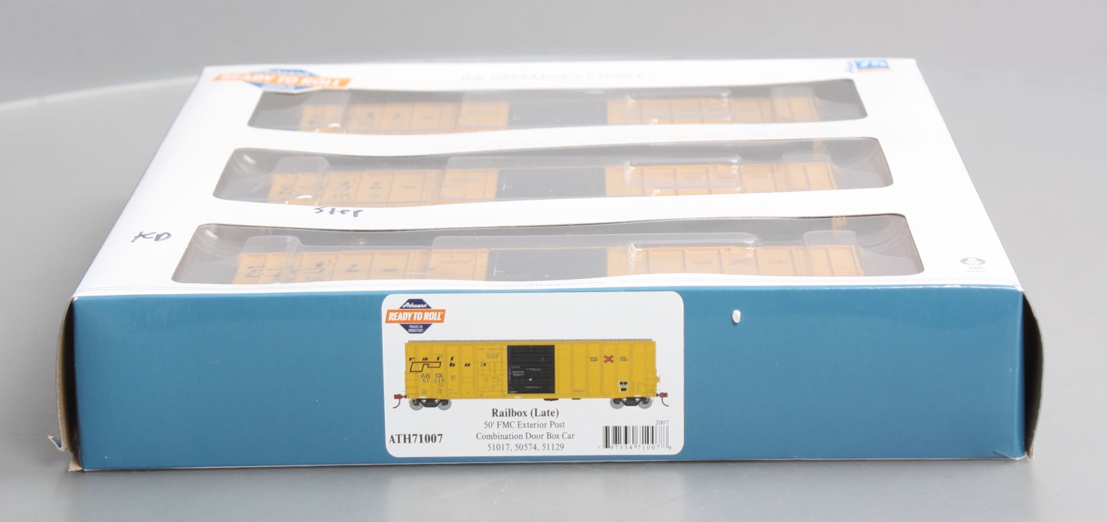Athearn 71007 HO RailBox/Late 50' FMC Ex-Post Combo Door Boxcar (Set of 3)