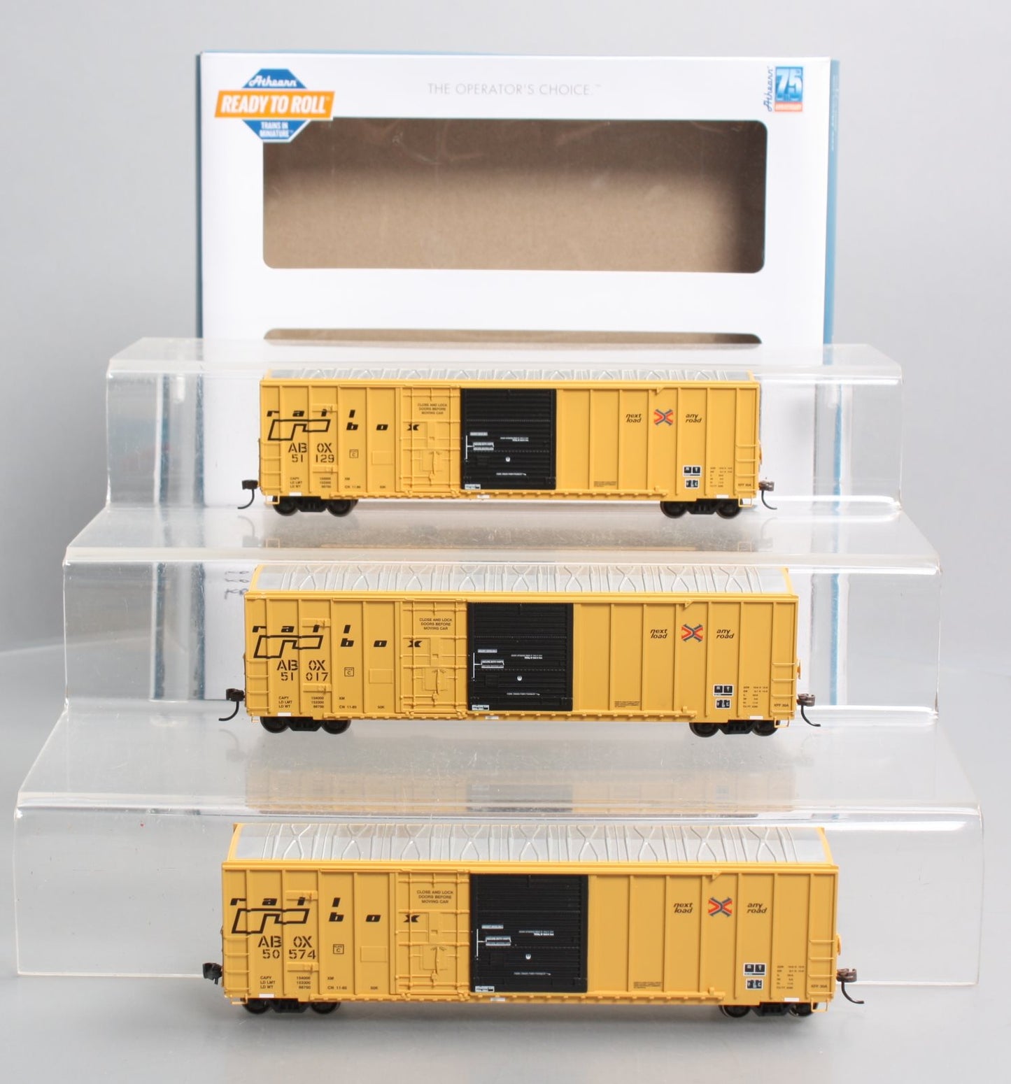 Athearn 71007 HO RailBox/Late 50' FMC Ex-Post Combo Door Boxcar (Set of 3)