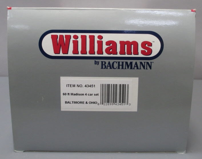 Williams 43451 B&O 60 Ft. Madison Passenger Car Car (Pack of 4)