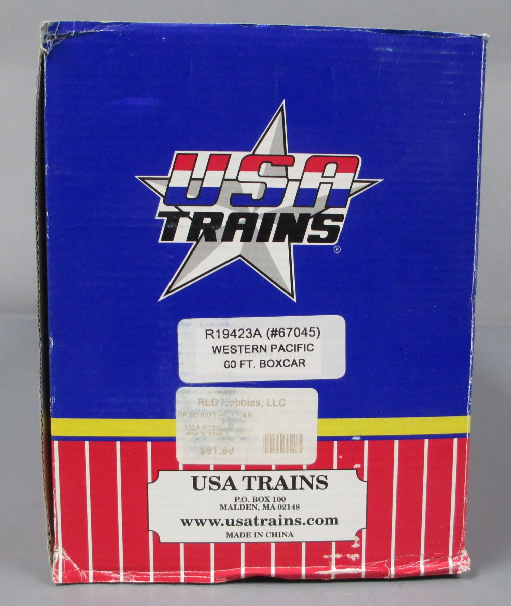 USA Trains R19423A G Scale Western Pacific 60' Steel Boxcar #67044