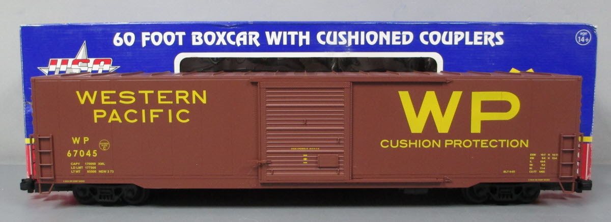 USA Trains R19423A G Scale Western Pacific 60' Steel Boxcar #67044
