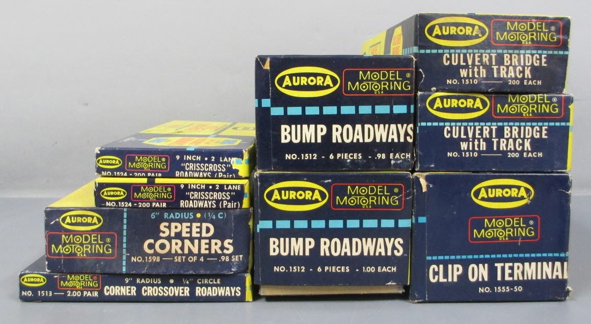 Assorted Aurora HO Scale Slot Car Track Road Sections [9] VG/Box