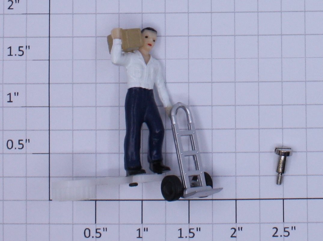 K-Line K42418-E001 Man Figure with Handtruck on Gear with Mounting Screw