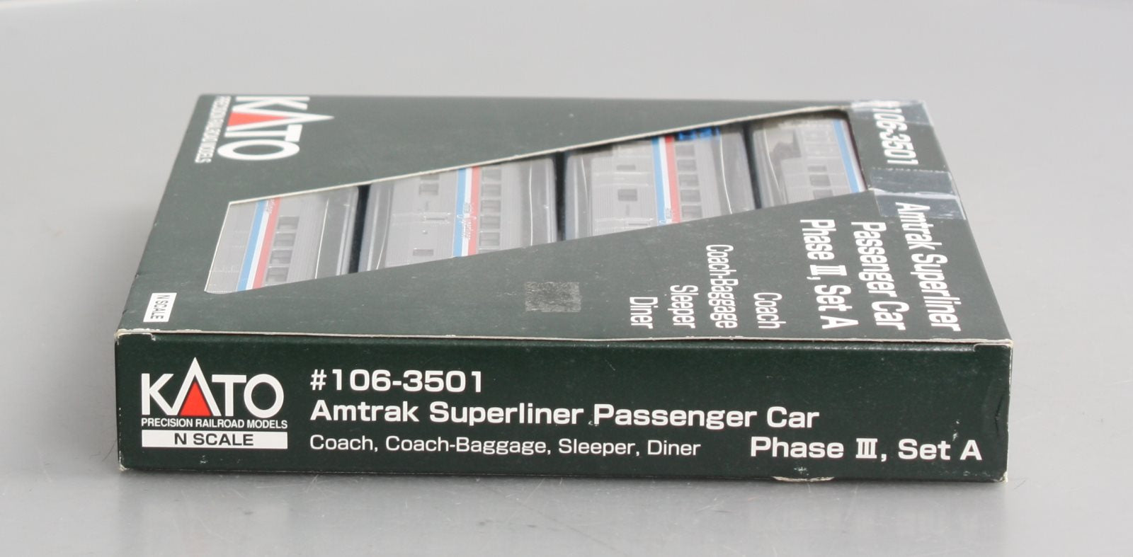 Kato 106-3501 N Amtrak Superliner Phase III Passenger Cars - Set A (Set of 4)