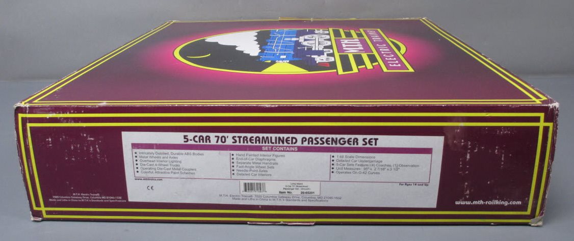 MTH 20-65201 O Long Island 70' Smooth Streamlined Passenger Car Set (Set of 5)
