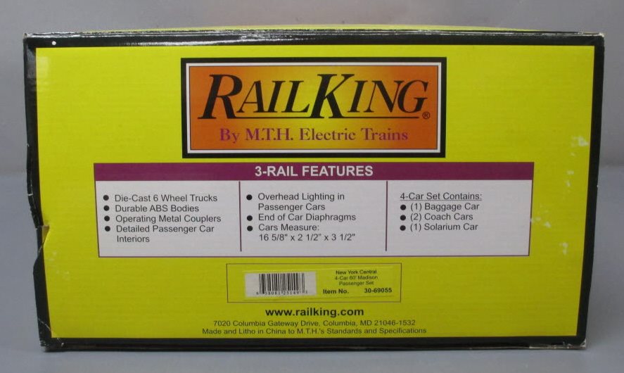 MTH 30-69055 O NYC "The Cardinals Train" 60’ Madison Pass Car Set (Set of 4)