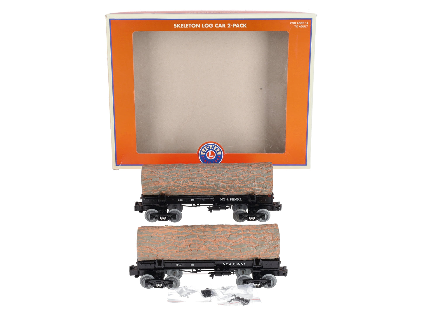 Lionel 1926590 O NY and Penna Skeleton Log Car B (Pack of 2)