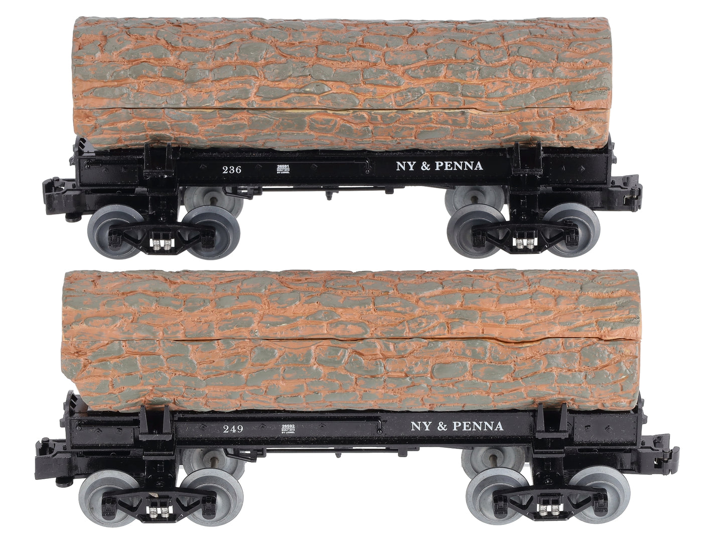 Lionel 1926590 O NY and Penna Skeleton Log Car B (Pack of 2)