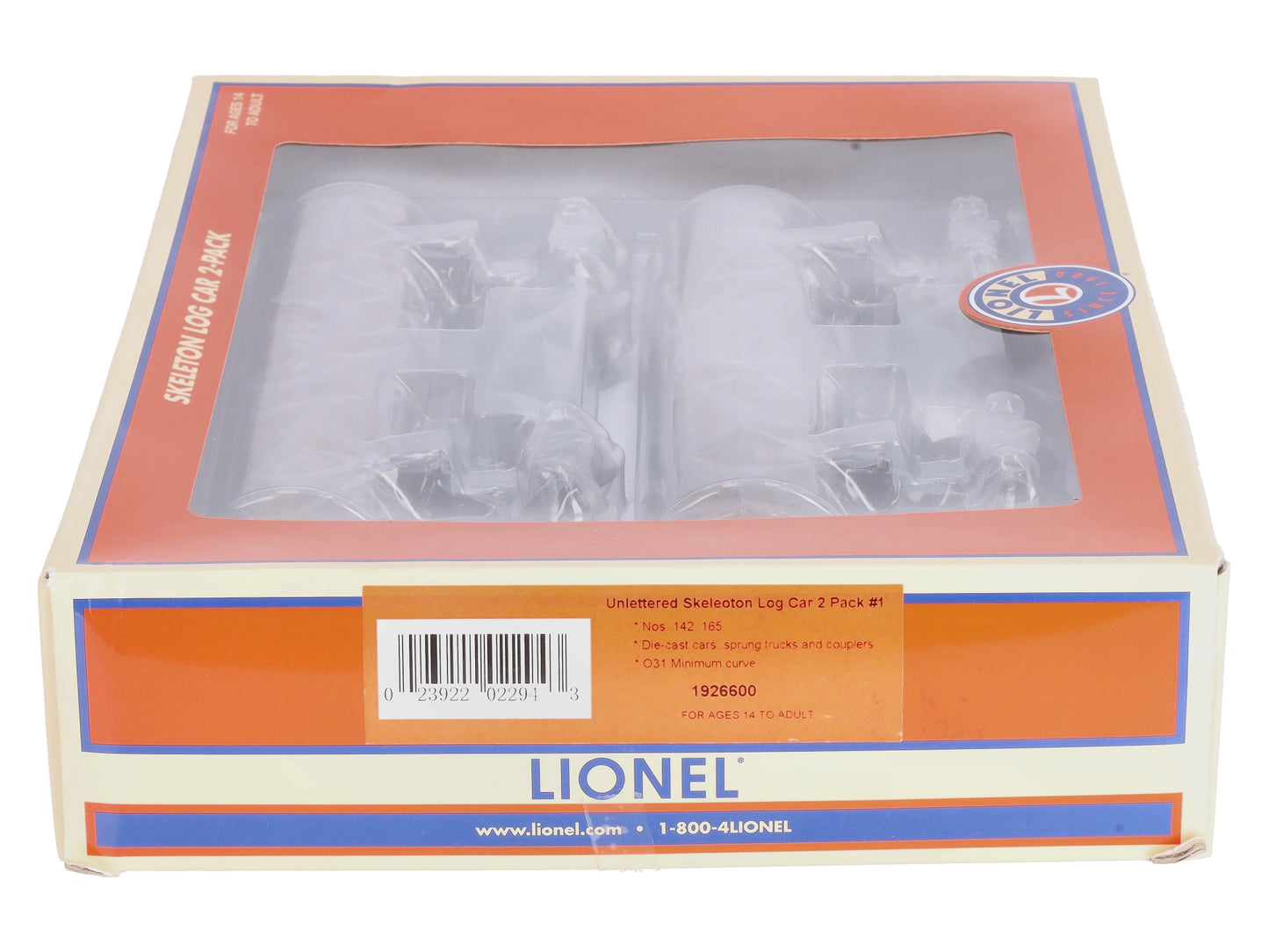 Lionel 1926600 O Skeleton Log Cars 142, 165 (Pack of 2)