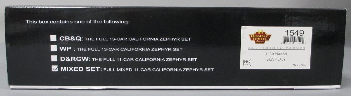 Broadway Limited 1549 HO California Zephyr 11-Car Mixed Set